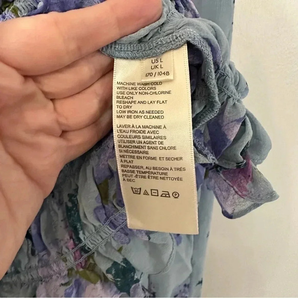 Free People Daphne Blouse Silver Blue Combo Size LG NWT - Picture 6 of 14